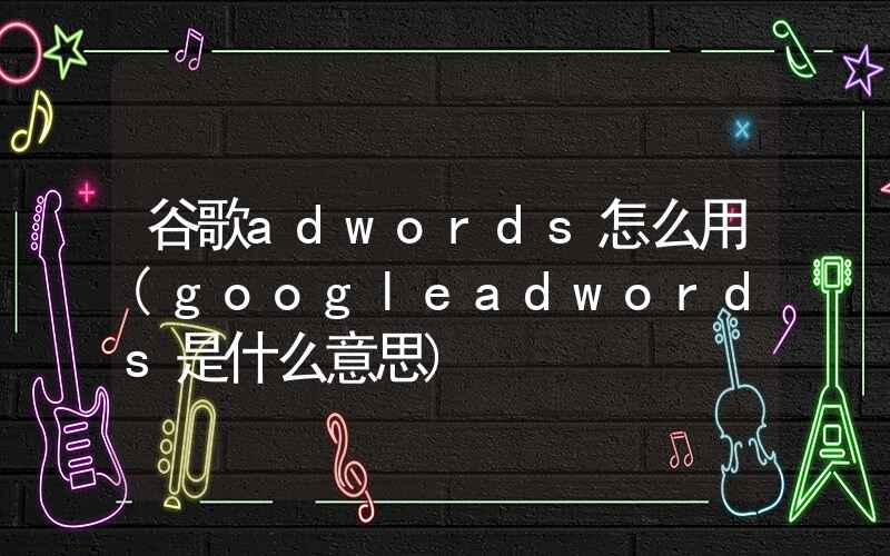 谷歌adwords怎么用(googleadwords是什么意思)
